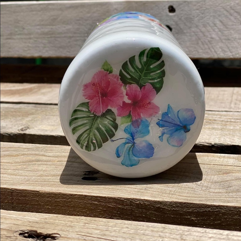 20oz Stainless Steel Tropical Leaves  Custom Glitter  Tumbler - Picture 2 of 11